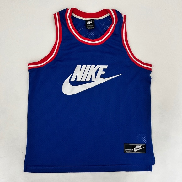Vintage 90s Nike Swoosh Mens Size L Basketball Jersey Tank Top Blue Big Logo - Picture 1 of 8